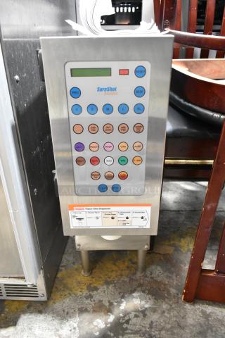 SureShot ACFS-10 stainless steel commercial countertop flavor dispenser, 120 volts, button panel visible.