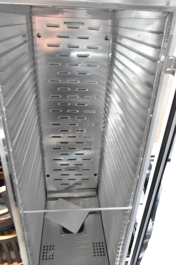 Winholt NHPL-1836CA/LC metal heated holding cabinet with vented interior, on commercial casters, 120V, 1 Phase.