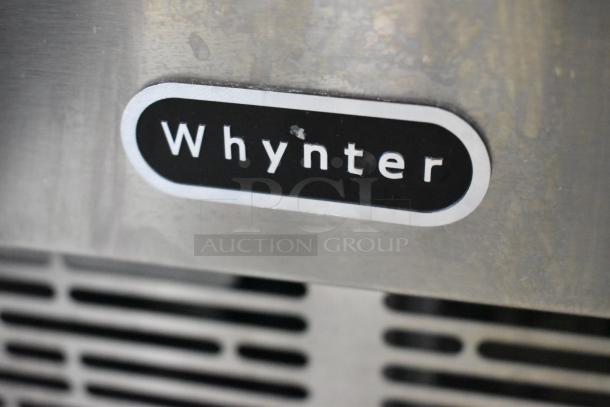 2019 Whynter MIM-14231SS stainless steel ice machine. Undercounter model, 115 volts, 1 phase. Whynter logo visible.
