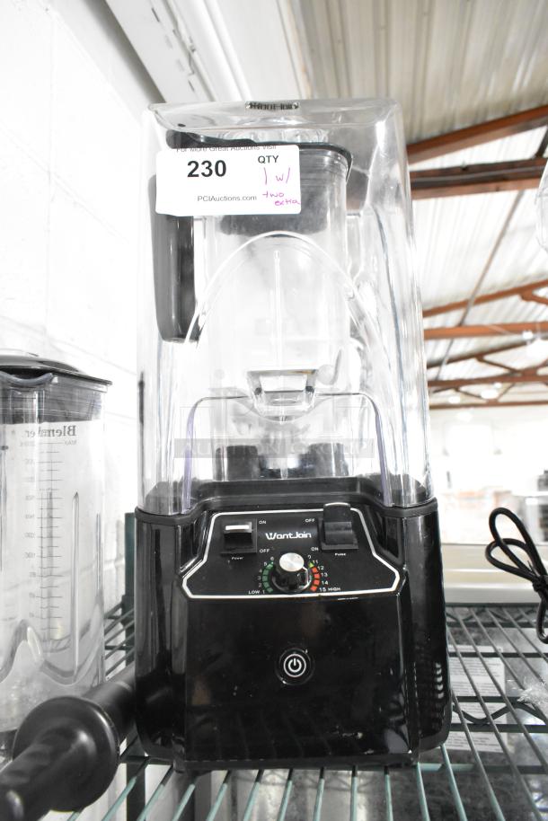 WantJoin WZ-K90 countertop blender with enclosure cover and pitcher. Features 110-120V, 1 phase. Good condition, with visible control panel.