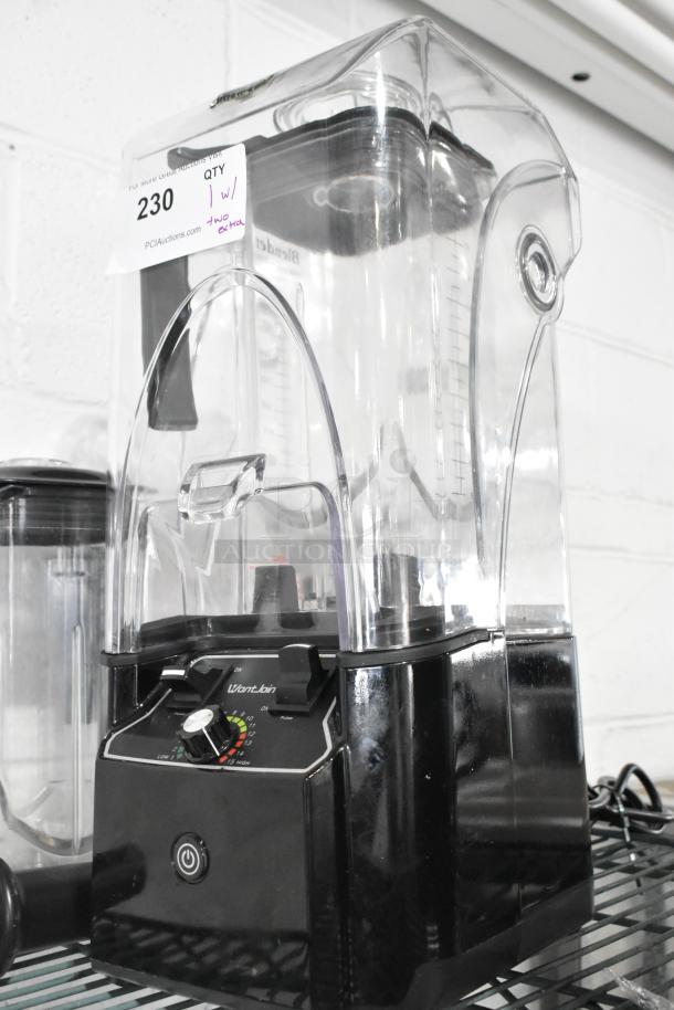 WantJoin WZ-K90 Countertop Blender with enclosure, 110-120V, 1 phase, black base, clear pitcher, and control knob.