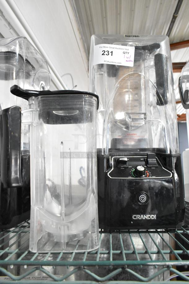 Cranddi K90 Countertop Blender with pitcher, enclosure cover; 110V, 1 phase. Auction tag shows lot number 231.
