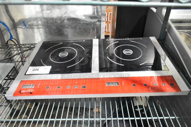 2018 Avantco IC18DB Stainless Steel Commercial Countertop 2 Burner Induction Range, 120 Volts, digital controls, good condition.