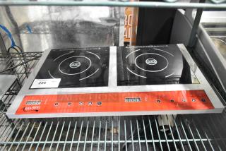 2018 Avantco IC18DB Stainless Steel Commercial Countertop 2 Burner Induction Range, 120 Volts, digital controls, good condition.