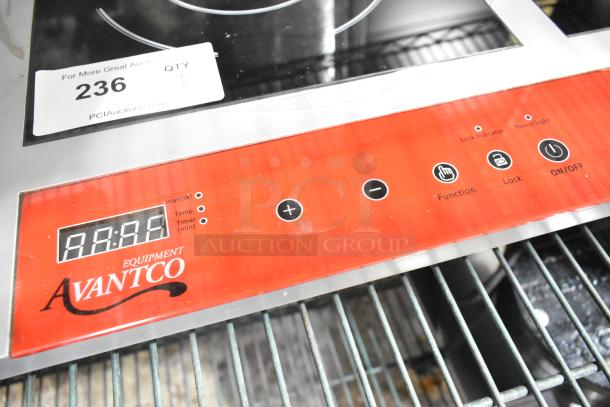 2018 Avantco IC18DB stainless steel 2 burner induction range, countertop model, digital controls, 120V, 1 phase, commercial use.
