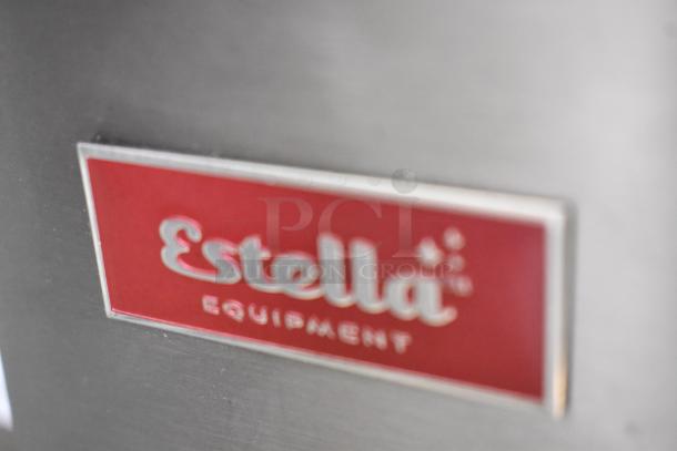 Estella 348WCMX1A stainless steel commercial waffle maker, 2024 model, features a red brand label. 120V, 1 phase.