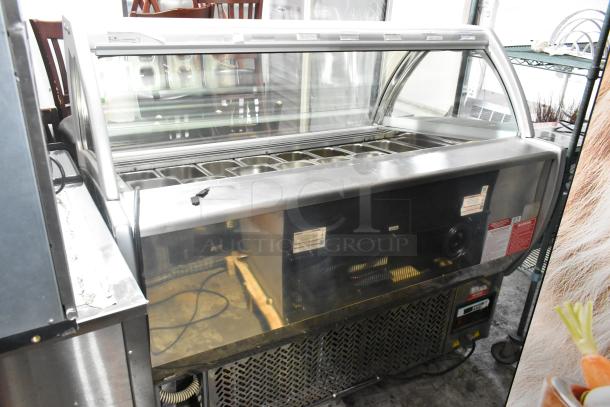 Sevel metal commercial gelato case merchandiser with stainless steel drop-in bins, 208V, 1 phase, used condition.