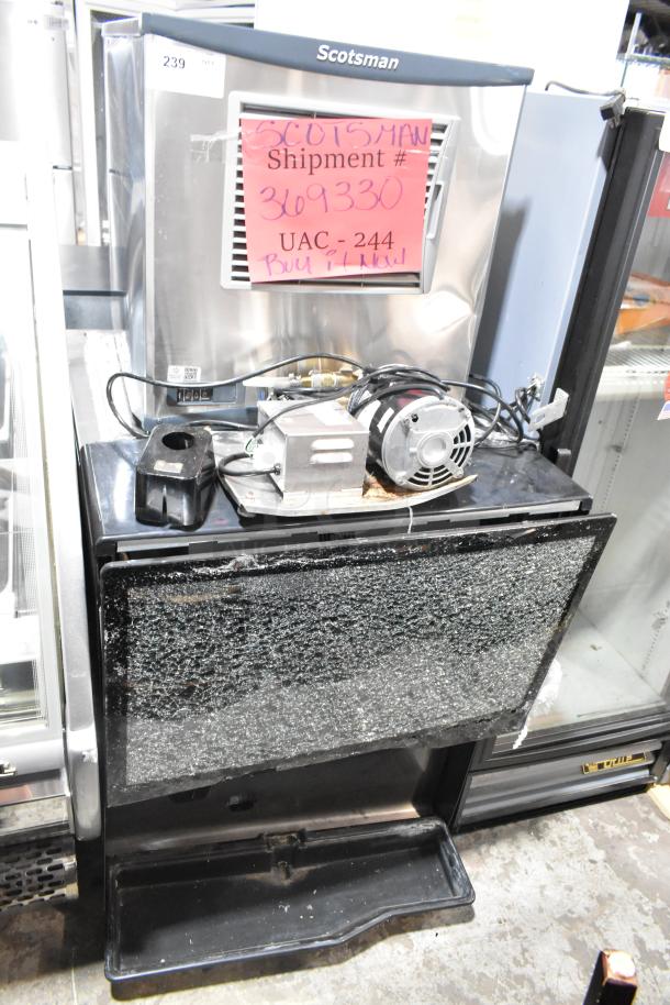 Scotsman NH0622A-1B ice head on 2022 Lancer TP30 beverage dispenser, stainless steel, damaged, 115V, 1 Phase.