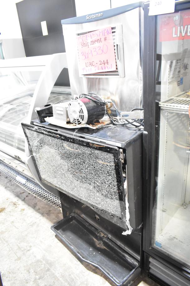 Scotsman NH0622A-1B ice head on damaged 2022 Lancer TP30 beverage dispenser, 115V, 1 phase. See picture for condition.