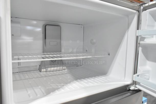 BRAND NEW SCRATCH AND DENT 2025 Whirlpool 21MSTFATR6 stainless steel cooler with freezer, 115 volts, 1 phase, interior shelf.