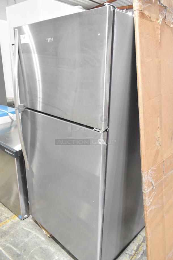 Brand new Whirlpool 21MSTFATR6 stainless steel cooler with freezer, 115 volts, 1 phase, minor scratches, dent on door.