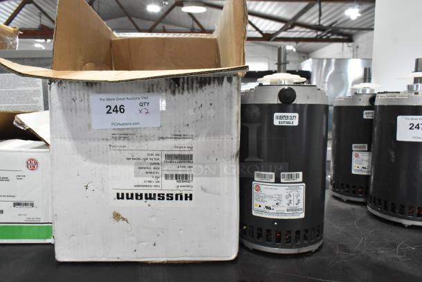 Hussmann P63SYAAD-1115 fan condenser motor, polyphase, 208-230/380-460V, 3 phase, "Inverter Duty Suitable" label, lot of 2.
