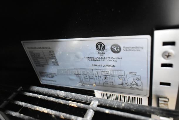 SG DD-12 Metal Commercial 2 Door Cooler, 115V, 1 Phase, with poly coated racks. Label shows circuit diagram and safety certifications.