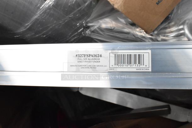 Full-size aluminum sheet pan extender, model 327FSPA1624, new, barcode with details of manufacturer.