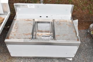 Brand new Regency 600B1243612S underbar sink with single bowl, faucet, and drainboards, 36" x 24", minor scratches.