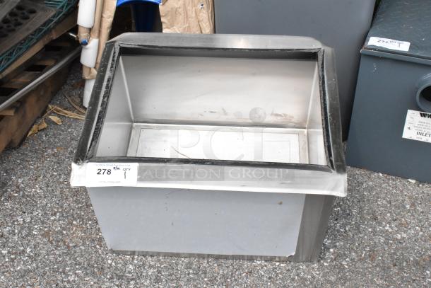 Stainless steel ice bin drop-in with cold plate, brand new with minor scratches. Auction tag shows item number 278.