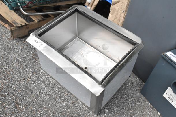 Brand new stainless steel ice bin drop-in with cold plate, minor scratches, excellent condition, tag labeled "278".