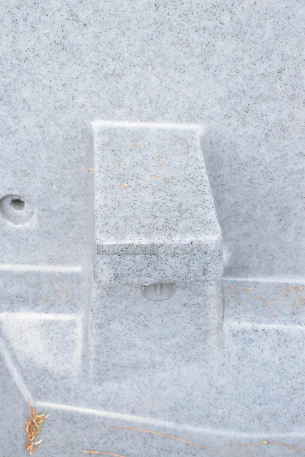 BRAND NEW Lavex gray metal portable sink with minor scratches and dents, visible speckled texture, durable construction.