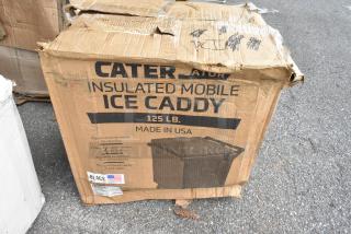 BRAND NEW SCRATCH AND DENT! CaterGator 215IB125BK 125 lb. Capacity Black Mobile Ice Bin with Flip Lid - Item #1201383