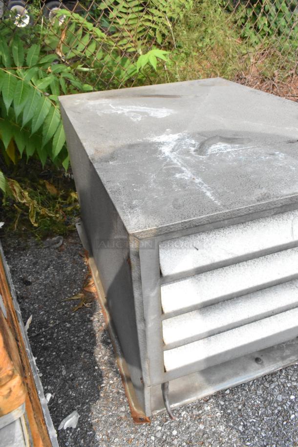 Harford Walk In Box with Compressor; ADT090AKOLK, 115V, 1 Phase, Evaporator Fan; visible wear and outdoor storage.
