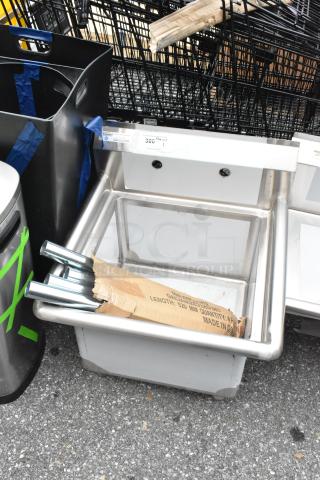 Steelton 522CS11818N stainless steel single bay sink, brand new, visible scratch and dent, includes packaging and mounting parts.