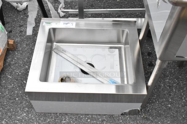 BRAND NEW Regency 600SM16206 stainless steel mop sink, 25" wide, features a 20"x16"x6" bowl, slight scratches and dents.