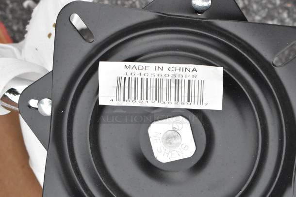 Black metal stool frame, model 164GS605BFR, new with scratch and dent, marked "Made in China."