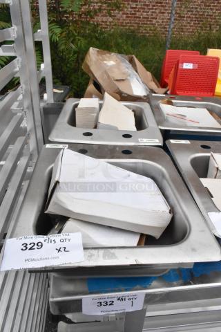 Brand new Regency 600DI1995 9"x9"x5" 18-gauge stainless steel drop-in sink. Scratch and dent condition. Quantity: 2.