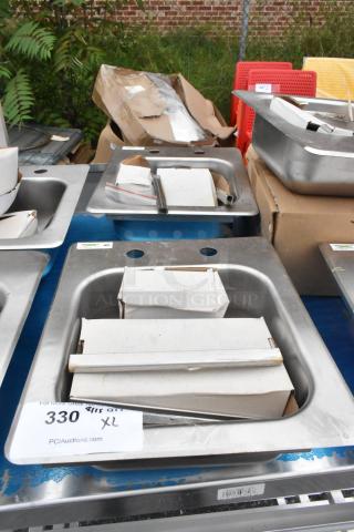 Brand new Regency 600DI1995 stainless steel drop-in sink, 9"x9"x5", 18-gauge, one compartment, scratch and dent condition.