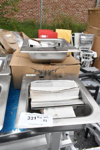 Regency 600DI1995 9"x9"x5" 18-gauge stainless steel drop-in sink, scratch and dent, new condition, visible packaging.