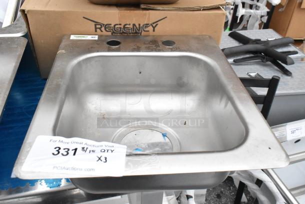 Brand new Regency 600DI1995 9"x9"x5" stainless steel drop-in sink, scratch and dent, 18-gauge, one compartment.