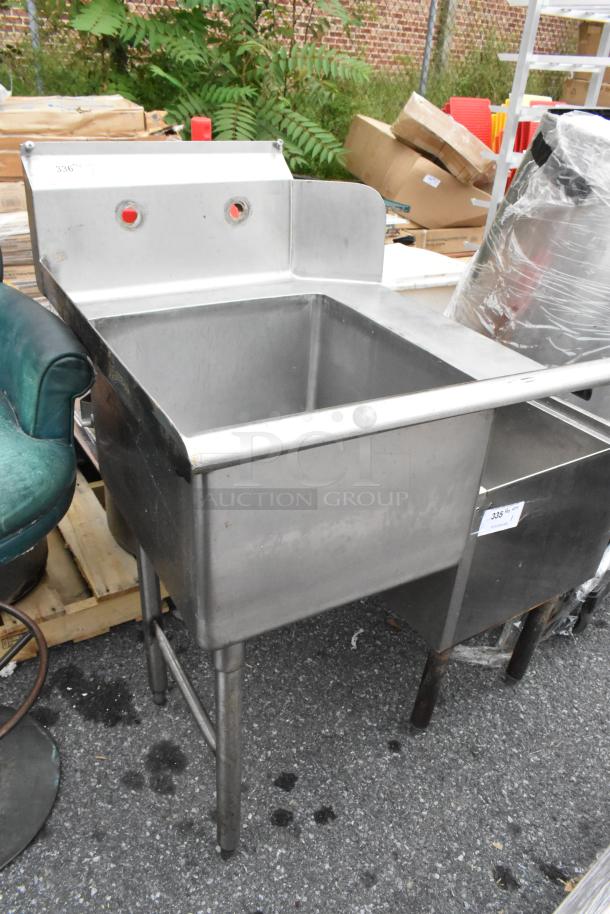 Stainless steel left side dirty side dishwasher table with backsplash and legs. Used, good condition. Model 336.