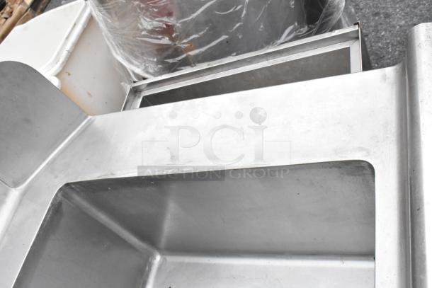 Stainless steel left side dirty side dishwasher table, featuring seamless design and durable construction. Good condition.