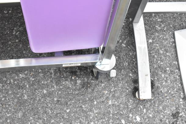 2 white poly dough bins with dolly and 3 poly ingredient bins in frame, featuring durable construction and mobile design for easy transport.