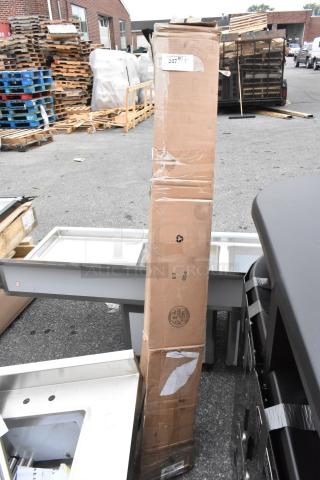 Boxed Carlisle Quick Release Mop Handle, 54" Wooden, plastic head, brand new with visible wear on packaging, tag shows "347".