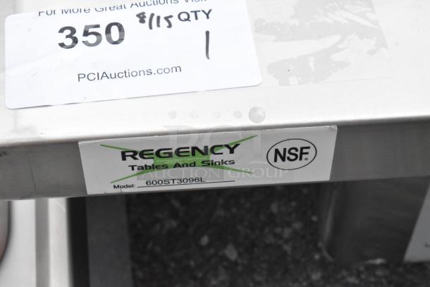 Brand new Regency 600ST3096L stainless steel table with single bay sink. NSF certified. Scratch and dent condition.