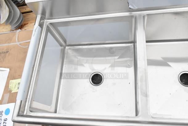 Regency 600S32424 stainless steel, three-compartment commercial sink, 16 gauge, 24"x24"x14" bowls. New, minor scratches.