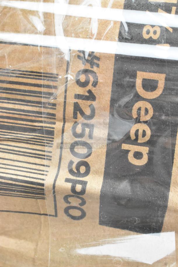 Close-up of a label on a cardboard package showing the barcode and product number #612509PC.