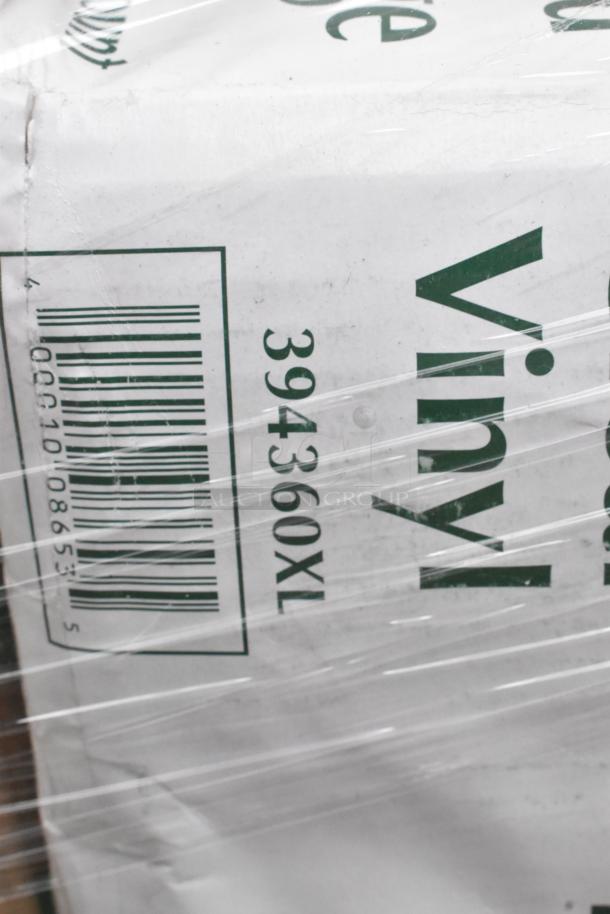 Pallet labeled "394360XL" containing 22 brand new scratch and dent items, including to-go containers, dome lids, plastic plates.