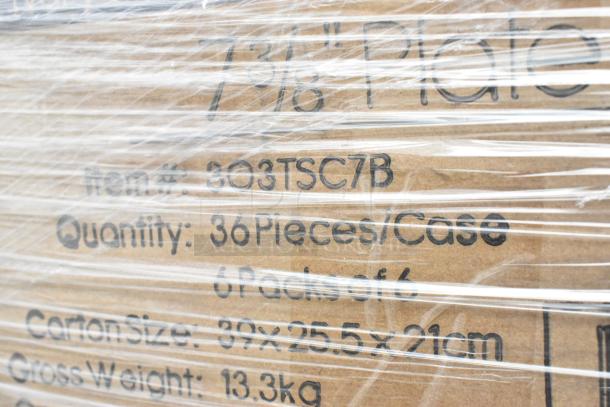 Cardboard box wrapped in plastic showing label: Item #303TSC7B, 36 pieces/case, carton size 39x25.5x21cm, 13.3kg.