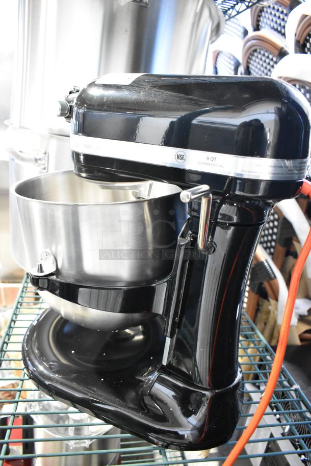 KitchenAid KSM8990OB Planetary Dough Mixer with metal mixing bowl, black finish, 8-quart capacity, 120V, 1 Phase.