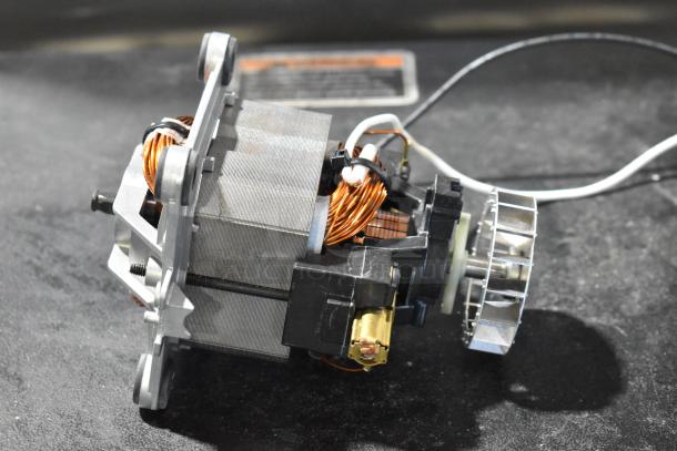 Bison 122485-00 motor, new scratch and dent, features copper wiring, visible metal components.