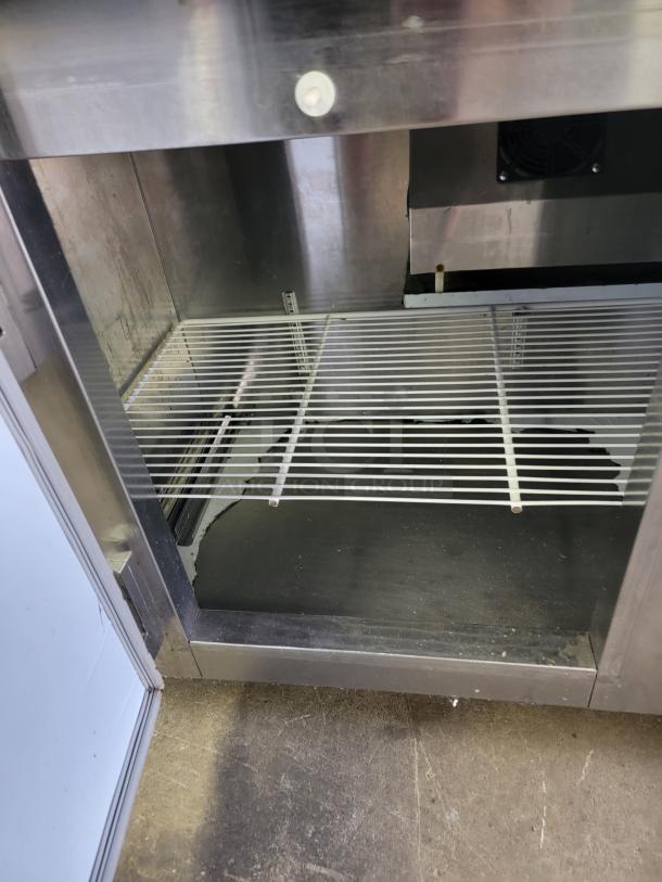 Cooltech CUST60BA refrigerated prep table, 5ft, stainless steel, refrigerated base with shelving, used condition.
