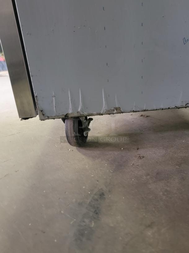 Hoshizaki Steelheart WR27A-D2 worktop refrigerator wheel, showing used condition with scuffs and minor wear.
