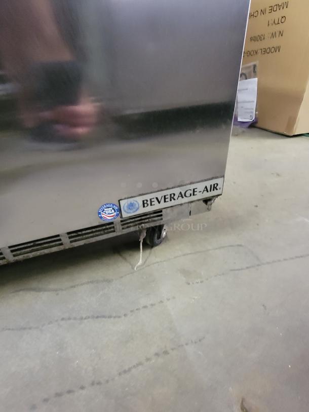Beverage-Air SPE72HC-30M prep table; stainless steel; robust; excellent condition; USA made label; caster wheels.