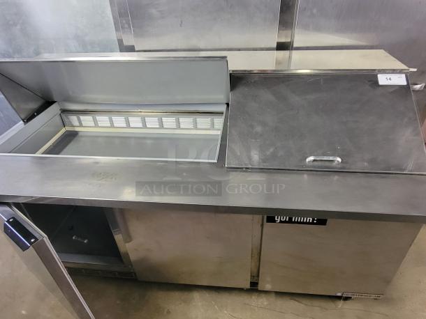 Beverage-Air SPE72HC-30M Mega Top Prep Table, stainless steel, spacious refrigerated unit, commercial-grade, excellent condition.