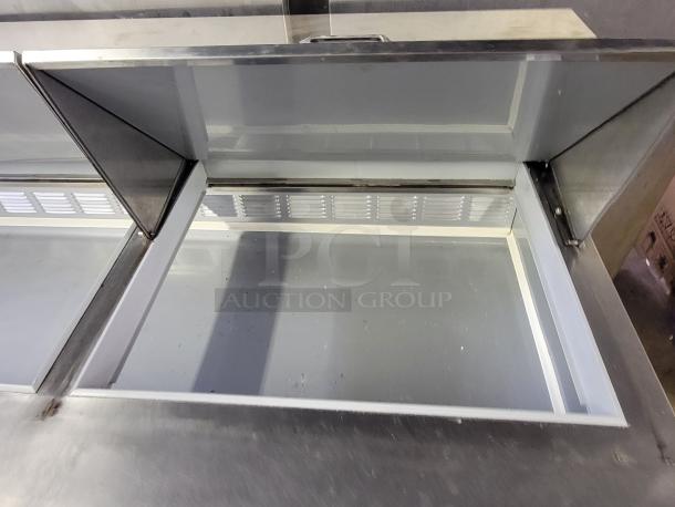 Beverage-Air SPE72HC-30M Mega Top Prep Table, 72" refrigerated interior, stainless steel, clean condition.