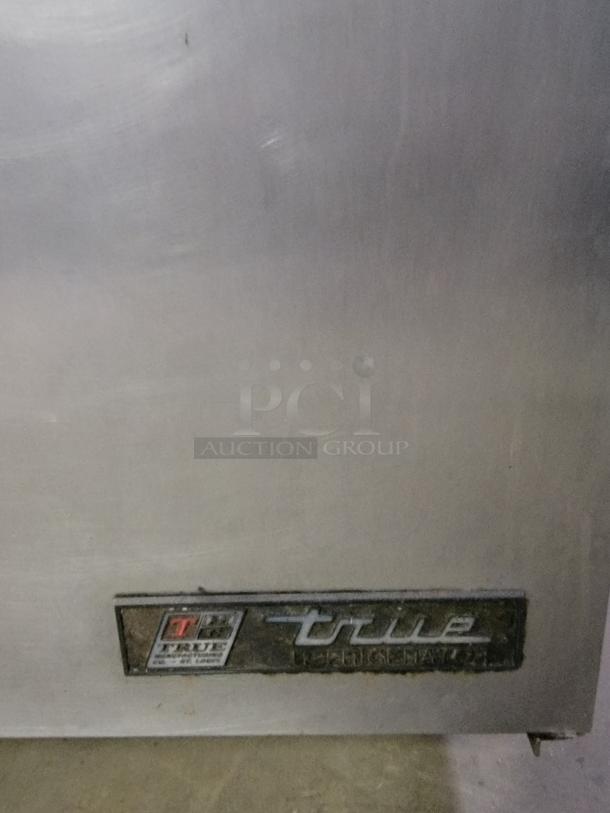 True TUC-36-34 commercial refrigerator; durable stainless steel; undercounter design; visible brand label; ideal for small kitchens.