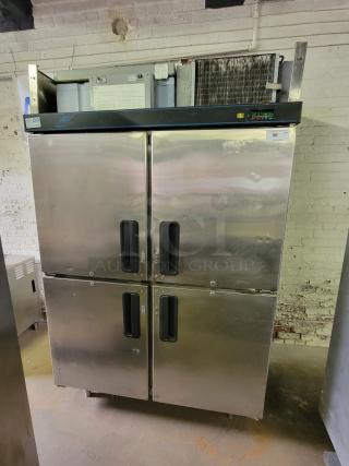 Hoshizaki commercial 4-door reach-in refrigerator/freezer, model RH2-SSB-HD, stainless steel, needs thermostat, good condition.