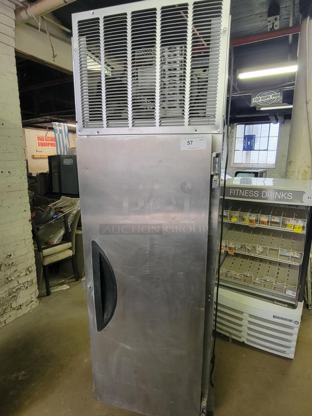 Victory VR-1 stainless steel reach-in refrigerator with top-mounted compressor. Single-door design. Durable and easy to clean.